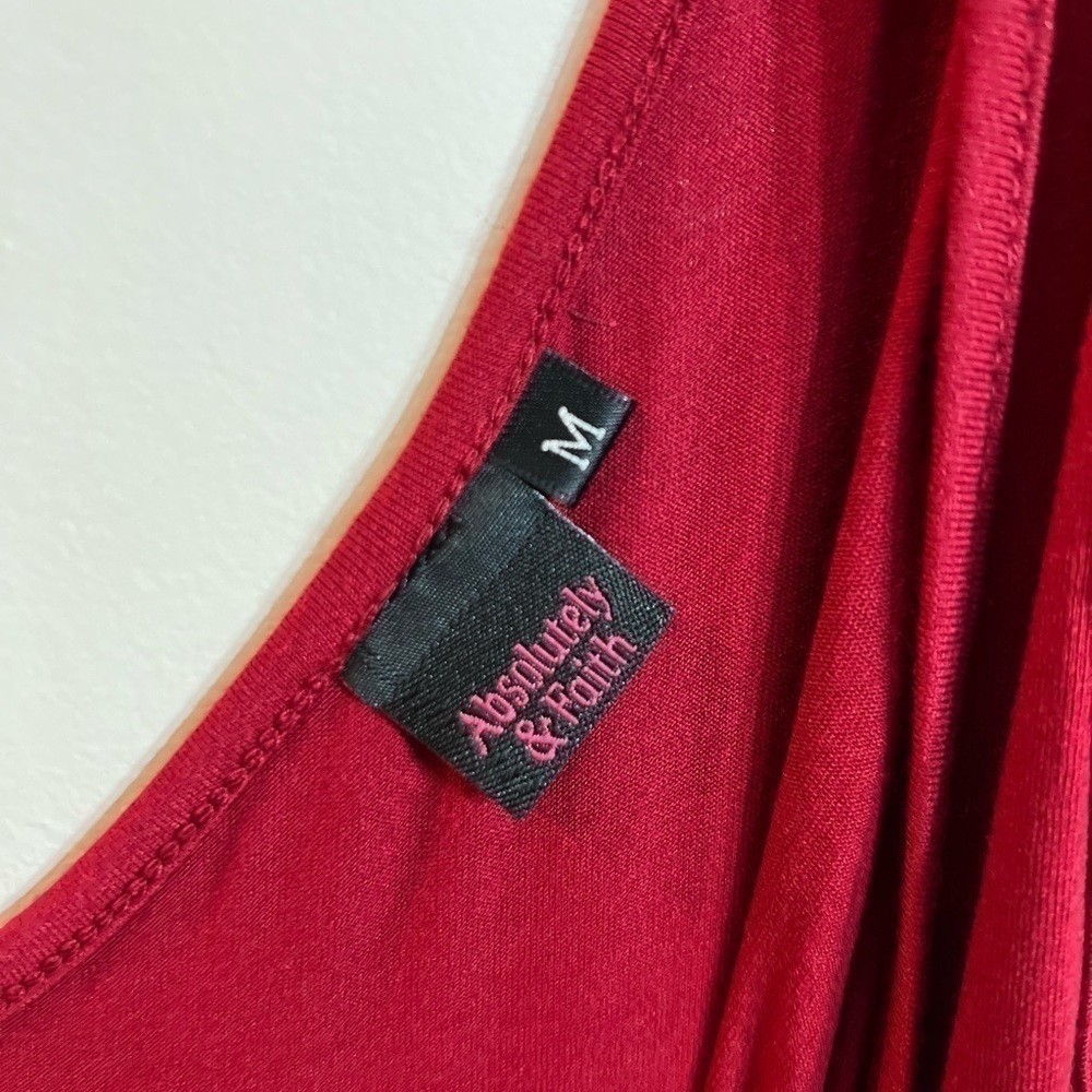 𝅺V-NECK Tulip Shape Irregular Mini Dress Red size Medium - Picture 3 of 7